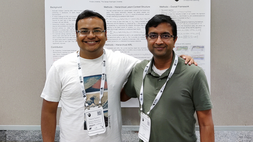 Purdue University researchers Vaneet Aggarwal, right, and Dipesh Tamboli, left